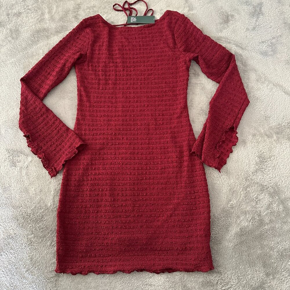 NWT Wild Fable Red Long Sleeve Mini Dress XS Whimsigoth Witchy Romantic